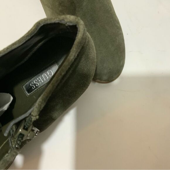 Guess Hardy Green Suede Ankle Booties - Picture 9 of 11